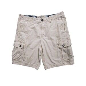 American Eagle Cargo Y2K Shorts 36 Thrashed Trash Vtg Frayed Distressed Khaki